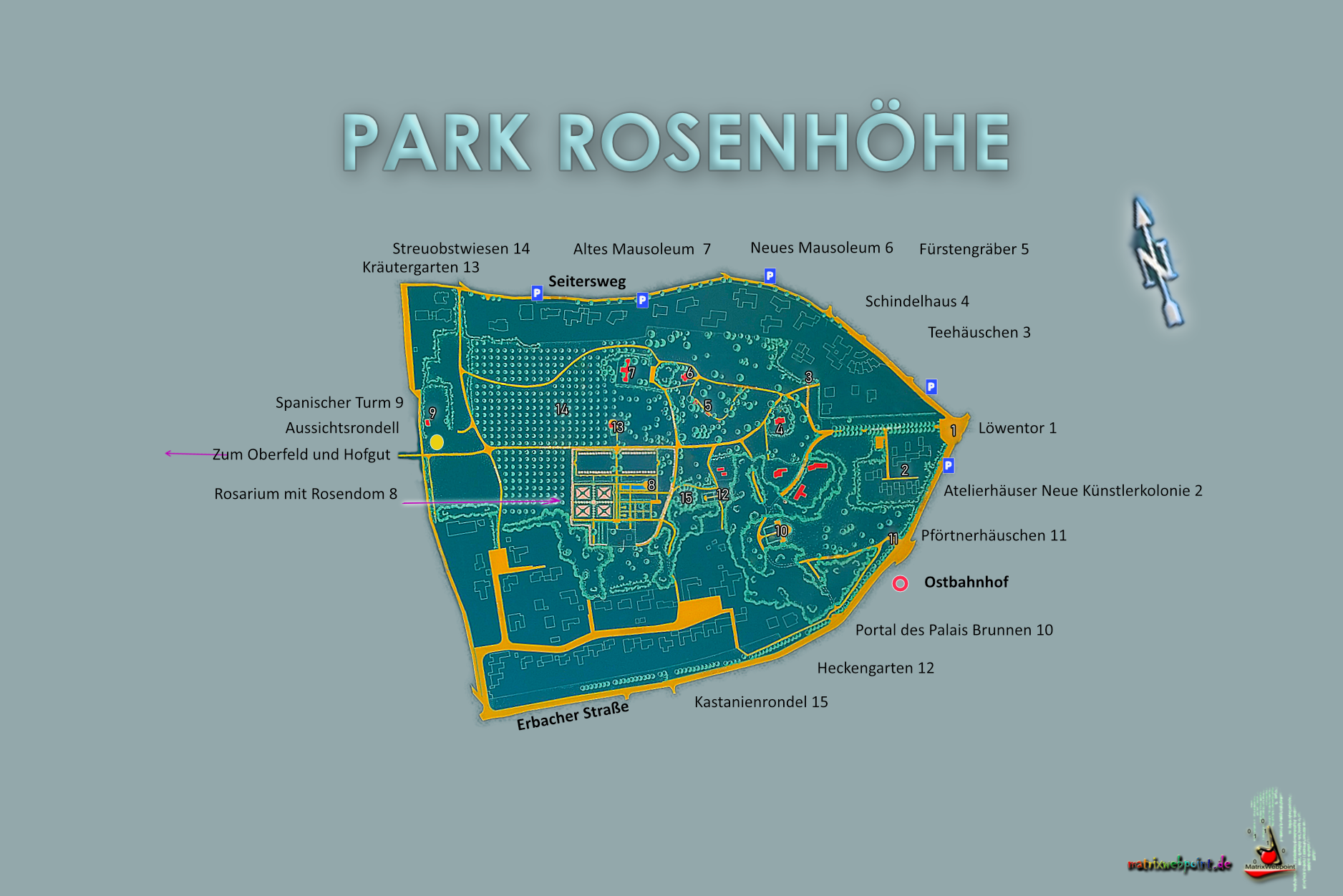 LAGEPLAN PARK ROSENHÖHE DARMSTADT/HESSEN
